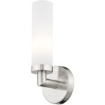 4.5 inch 1 Light Brushed Nickel Wall Sconce with White Twist Lock Glass Shade-Lighting LumensWall Sconces