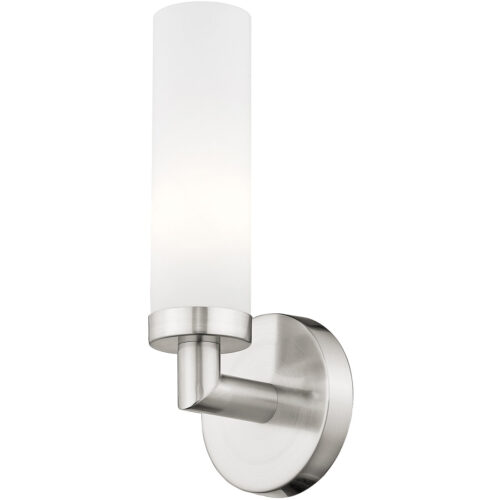 4.5 inch 1 Light Brushed Nickel Wall Sconce with White Twist Lock Glass Shade-Lighting LumensWall Sconces