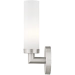 4.5 inch 1 Light Brushed Nickel Wall Sconce with White Twist Lock Glass Shade-Lighting LumensWall Sconces