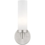 4.5 inch 1 Light Brushed Nickel Wall Sconce with White Twist Lock Glass Shade-Lighting LumensWall Sconces