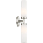 18 inch 2 Light Brushed Nickel Bathroom Vanity light fixture with Hand Blown Satin Opal White Twist Lock Glass Shade-Lighting LumensBath/Vanity