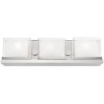 23.75 inch 3 Light Polished Chrome Bathroom Vanity light fixture with Hand Blown Satin Opal White Glass Inside and Clear Glass Outside Shade-Lighting LumensBath/Vanity