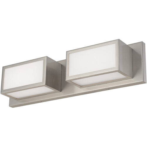 18 inch 2 Light Brushed Nickel ADA Bathroom Vanity light fixture with Hand Blown Satin Opal White Glass Shade-Lighting LumensBath/Vanity