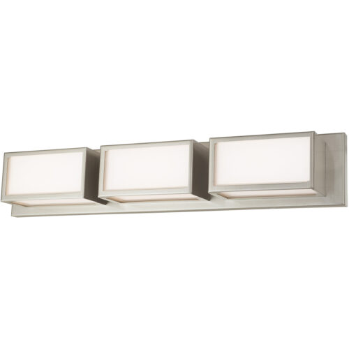 23.75 inch 3 Light Brushed Nickel ADA Bathroom Vanity light fixture with Hand Blown Satin Opal White Glass Shade-Lighting LumensBath/Vanity