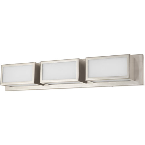 23.75 inch 3 Light Brushed Nickel ADA Bathroom Vanity light fixture with Hand Blown Satin Opal White Glass Shade-Lighting LumensBath/Vanity