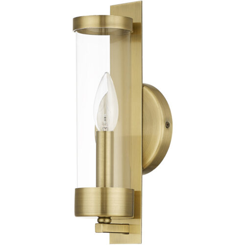 4.75 inch 1 Light Antique Brass ADA Wall Sconce with Clear Glass Shade-Lighting LumensWall Sconces