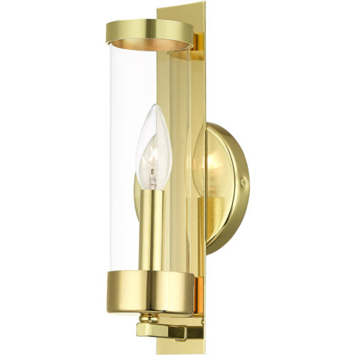 4.75 inch 1 Light Polished Brass ADA Wall Sconce with Clear Glass Shade-Lighting LumensWall Sconces