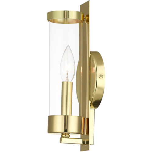 4.75 inch 1 Light Polished Brass ADA Wall Sconce with Clear Glass Shade-Lighting LumensWall Sconces