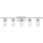 42.5 inch 5 Light Polished Chrome Bathroom Vanity light fixture with Hand Blown Clear Seeded Glass Shade-Lighting LumensBath/Vanity