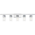 42.5 inch 5 Light Polished Chrome Bathroom Vanity light fixture with Hand Blown Clear Seeded Glass Shade-Lighting LumensBath/Vanity