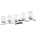 42.5 inch 5 Light Polished Chrome Bathroom Vanity light fixture with Hand Blown Clear Seeded Glass Shade-Lighting LumensBath/Vanity