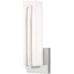 4.375 inch 10W LED Polished Chrome ADA Wall Sconce with Satin White Acrylic Shade Shade-Lighting LumensWall Sconces