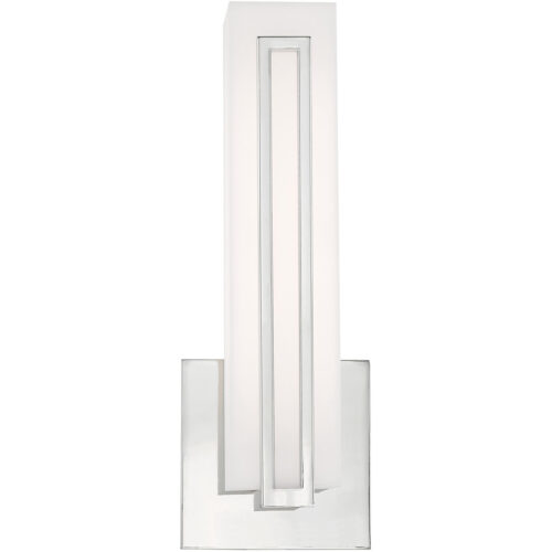 4.375 inch 10W LED Polished Chrome ADA Wall Sconce with Satin White Acrylic Shade Shade-Lighting LumensWall Sconces