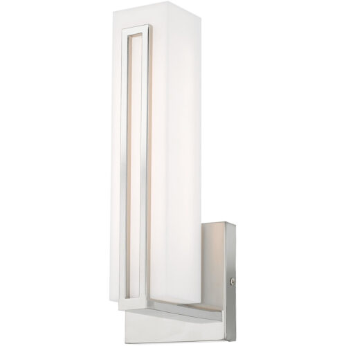 4.375 inch 10W LED Polished Chrome ADA Wall Sconce with Satin White Acrylic Shade Shade-Lighting LumensWall Sconces