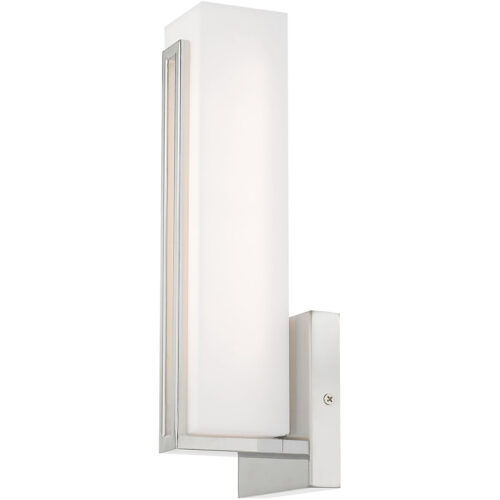 4.375 inch 10W LED Polished Chrome ADA Wall Sconce with Satin White Acrylic Shade Shade-Lighting LumensWall Sconces