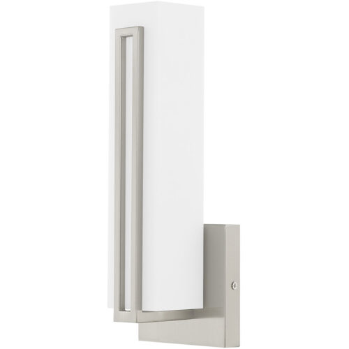 4.375 inch 10W LED Brushed Nickel ADA Wall Sconce with Satin White Acrylic Shade Shade-Lighting LumensWall Sconces