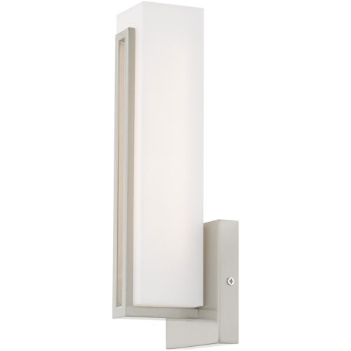 4.375 inch 10W LED Brushed Nickel ADA Wall Sconce with Satin White Acrylic Shade Shade-Lighting LumensWall Sconces