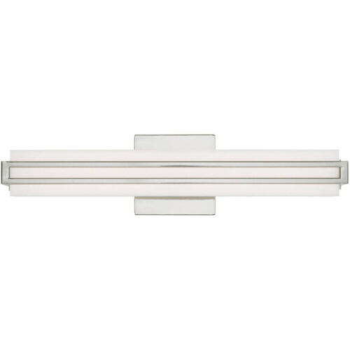 4.375 inch 20W LED Polished Chrome ADA Bathroom Vanity light fixture with Satin White Acrylic Shade-Lighting LumensBath/Vanity