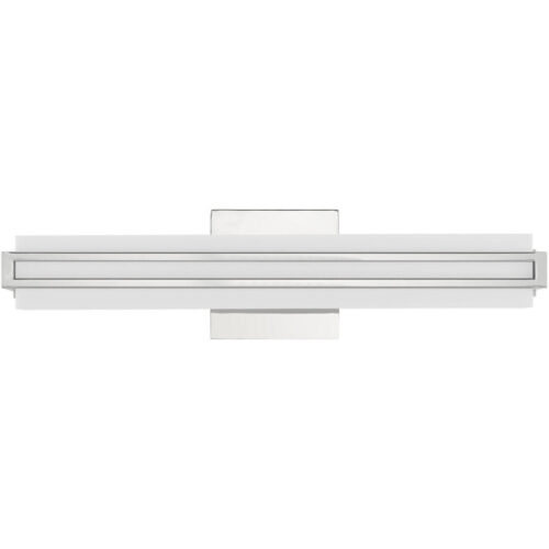 4.375 inch 20W LED Polished Chrome ADA Bathroom Vanity light fixture with Satin White Acrylic Shade-Lighting LumensBath/Vanity