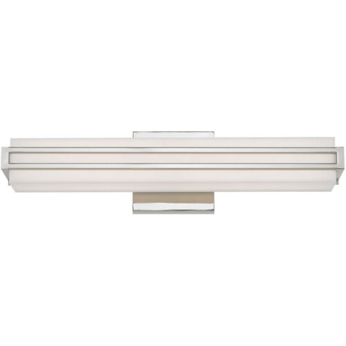 4.375 inch 20W LED Polished Chrome ADA Bathroom Vanity light fixture with Satin White Acrylic Shade-Lighting LumensBath/Vanity