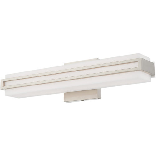 4.375 inch 20W LED Brushed Nickel ADA Bathroom Vanity light fixture with Satin White Acrylic Shade-Lighting LumensBath/Vanity