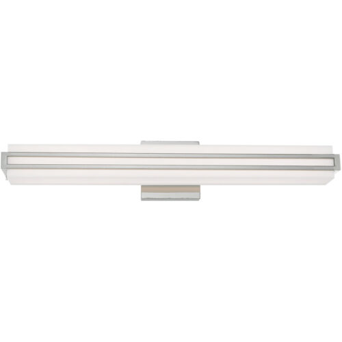 4.375 inch 32W LED Polished Chrome ADA Bathroom Vanity light fixture with Satin White Acrylic Shade-Lighting LumensBath/Vanity