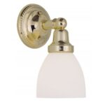 6 inch 1 Light Polished Brass Bathroom Vanity light fixture with Satin Opal White Glass Shade-Lighting LumensBath/Vanity