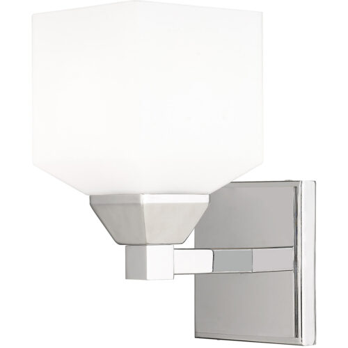 4.75 inch 1 Light Polished Chrome Wall Sconce with White Glass Shade-Lighting LumensWall Sconces