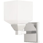 4.75 inch 1 Light Polished Chrome Wall Sconce with White Glass Shade-Lighting LumensWall Sconces