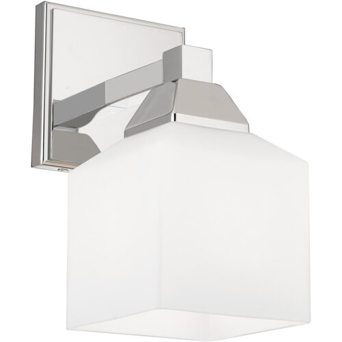 4.75 inch 1 Light Polished Chrome Wall Sconce with White Glass Shade-Lighting LumensWall Sconces