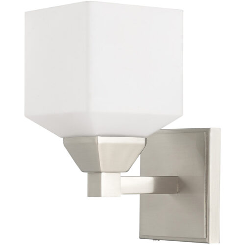 4.75 inch 1 Light Brushed Nickel Wall Sconce with White Glass Shade-Lighting LumensWall Sconces