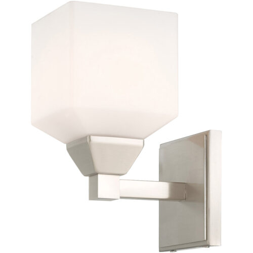 4.75 inch 1 Light Brushed Nickel Wall Sconce with White Glass Shade-Lighting LumensWall Sconces