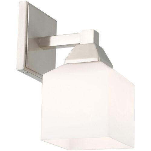 4.75 inch 1 Light Brushed Nickel Wall Sconce with White Glass Shade-Lighting LumensWall Sconces