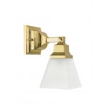 5 inch 1 Light Polished Brass Bathroom Vanity light fixture with Satin Glass Shade-Lighting LumensBath/Vanity