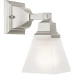 5 inch 1 Light Brushed Nickel Bathroom Vanity light fixture with Satin Glass Shade-Lighting LumensBath/Vanity