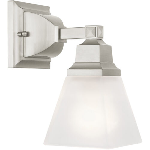 5 inch 1 Light Brushed Nickel Bathroom Vanity light fixture with Satin Glass Shade-Lighting LumensBath/Vanity