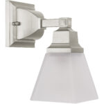 5 inch 1 Light Brushed Nickel Bathroom Vanity light fixture with Satin Glass Shade-Lighting LumensBath/Vanity