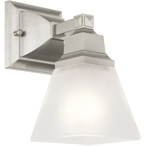 5 inch 1 Light Brushed Nickel Bathroom Vanity light fixture with Satin Glass Shade-Lighting LumensBath/Vanity