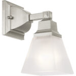 5 inch 1 Light Brushed Nickel Bathroom Vanity light fixture with Satin Glass Shade-Lighting LumensBath/Vanity