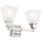 15 inch 2 Light Polished Nickel Bathroom Vanity light fixture with Satin Glass Shade-Lighting LumensBath/Vanity