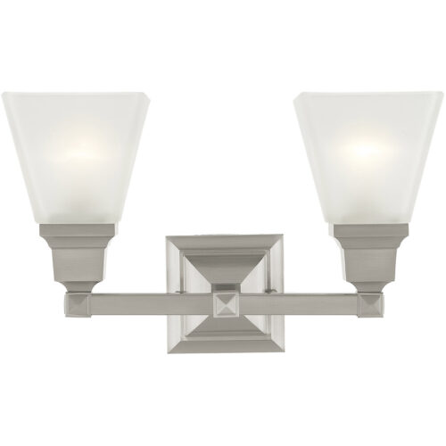 15 inch 2 Light Brushed Nickel Bathroom Vanity light fixture with Satin Glass Shade-Lighting LumensBath/Vanity