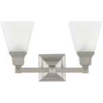 15 inch 2 Light Brushed Nickel Bathroom Vanity light fixture with Satin Glass Shade-Lighting LumensBath/Vanity