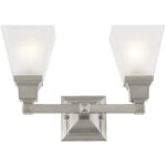 15 inch 2 Light Brushed Nickel Bathroom Vanity light fixture with Satin Glass Shade-Lighting LumensBath/Vanity