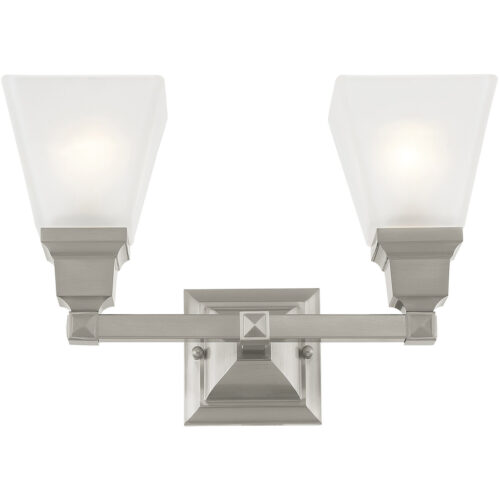 15 inch 2 Light Brushed Nickel Bathroom Vanity light fixture with Satin Glass Shade-Lighting LumensBath/Vanity