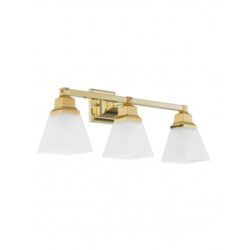 25.25 inch 3 Light Polished Brass Bathroom Vanity light fixture with Satin Glass Shade-Lighting LumensBath/Vanity