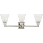 25.25 inch 3 Light Polished Nickel Bathroom Vanity light fixture with Satin Glass Shade-Lighting LumensBath/Vanity