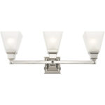 25.25 inch 3 Light Polished Nickel Bathroom Vanity light fixture with Satin Glass Shade-Lighting LumensBath/Vanity