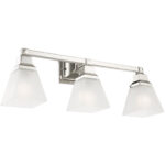 25.25 inch 3 Light Polished Nickel Bathroom Vanity light fixture with Satin Glass Shade-Lighting LumensBath/Vanity