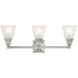 25.25 inch 3 Light Brushed Nickel Bathroom Vanity light fixture with Satin Glass Shade-Lighting LumensBath/Vanity