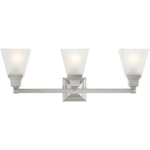 25.25 inch 3 Light Brushed Nickel Bathroom Vanity light fixture with Satin Glass Shade-Lighting LumensBath/Vanity